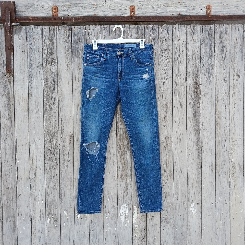 Adriano‎ Goldschmied The Farrah Ankle Skinny High Rise Jeans Womens Sz 30 Ripped